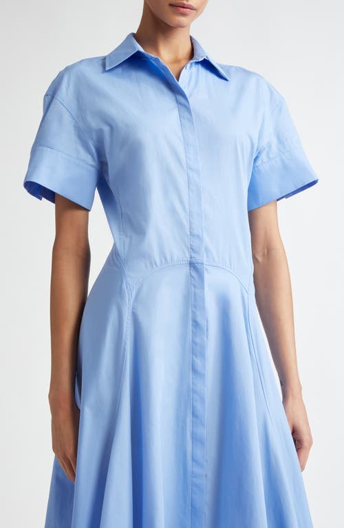 Shop Victoria Beckham Paneled Organic Cotton Poplin Shirtdress In Oxford Blue