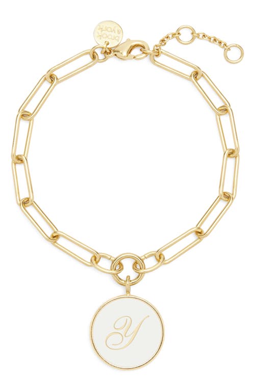 Callie Initial Enamel Pendant Bracelet in Gold Y