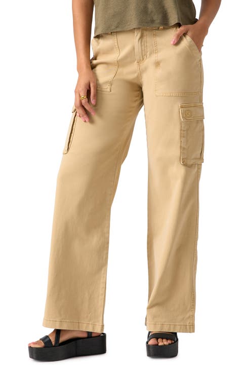 Carhartt Women's Tan Khaki Cotton Blend Straight Leg Cargo Work Pants Size  L