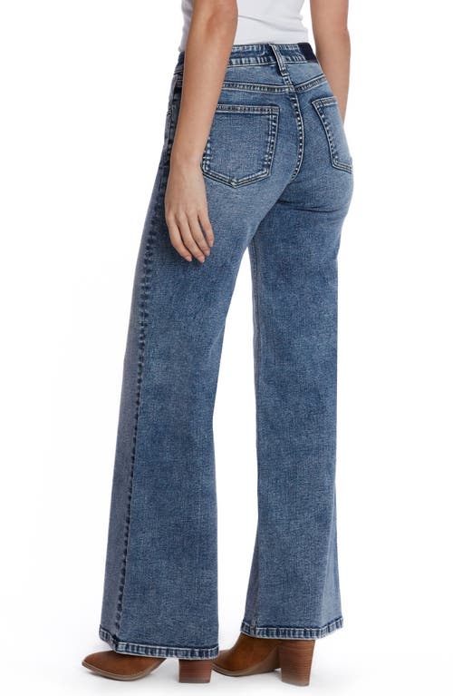 Hint Of Blu High Waist Wide Leg Jeans In Sunwashed Blue