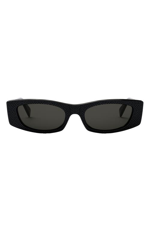 CELINE Rectangular Sunglasses in Shiny Black /Smoke