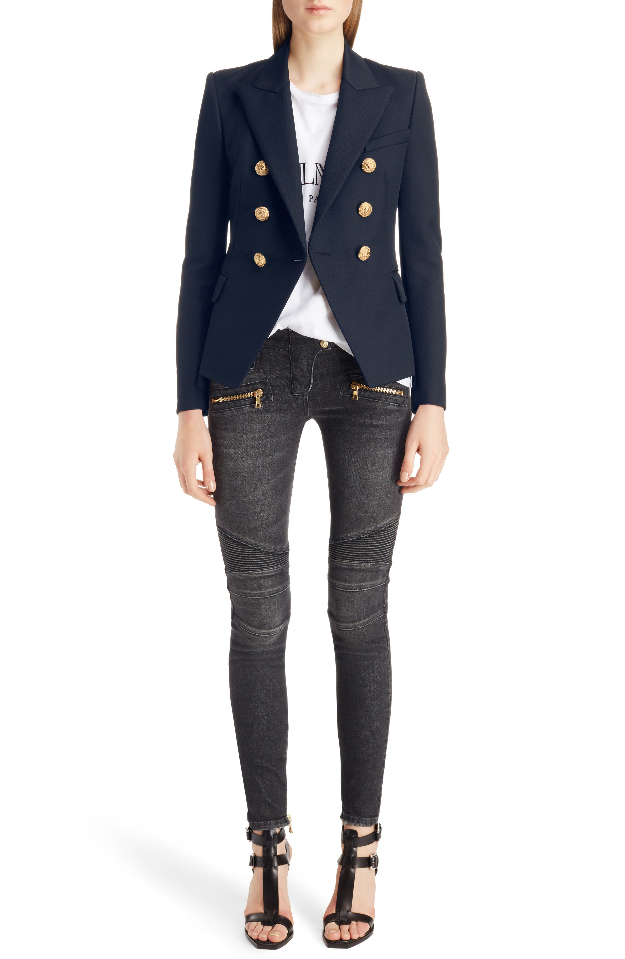 Balmain Double Breasted Wool Blazer 