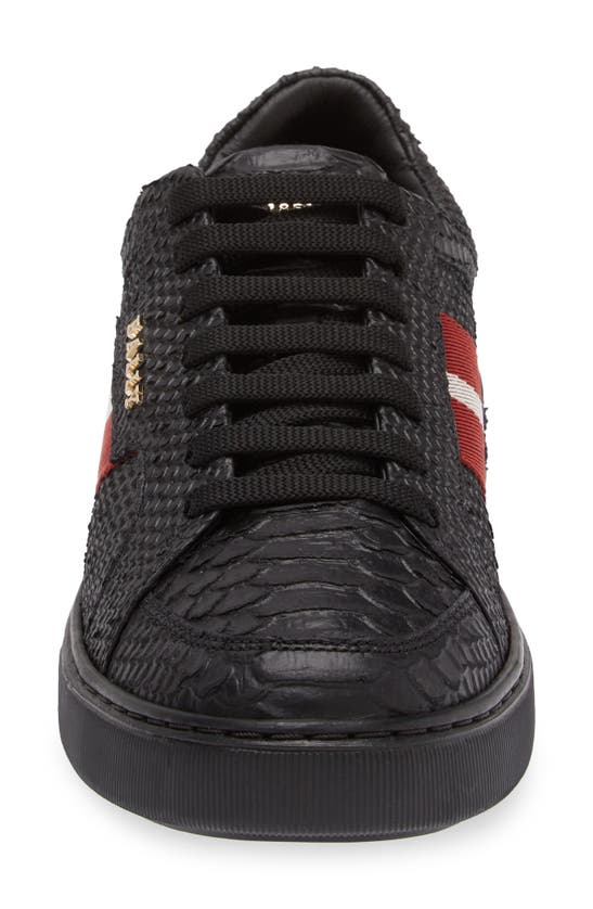 Shop Bally Marell Snakeskin Embossed Leather Sneaker In Black