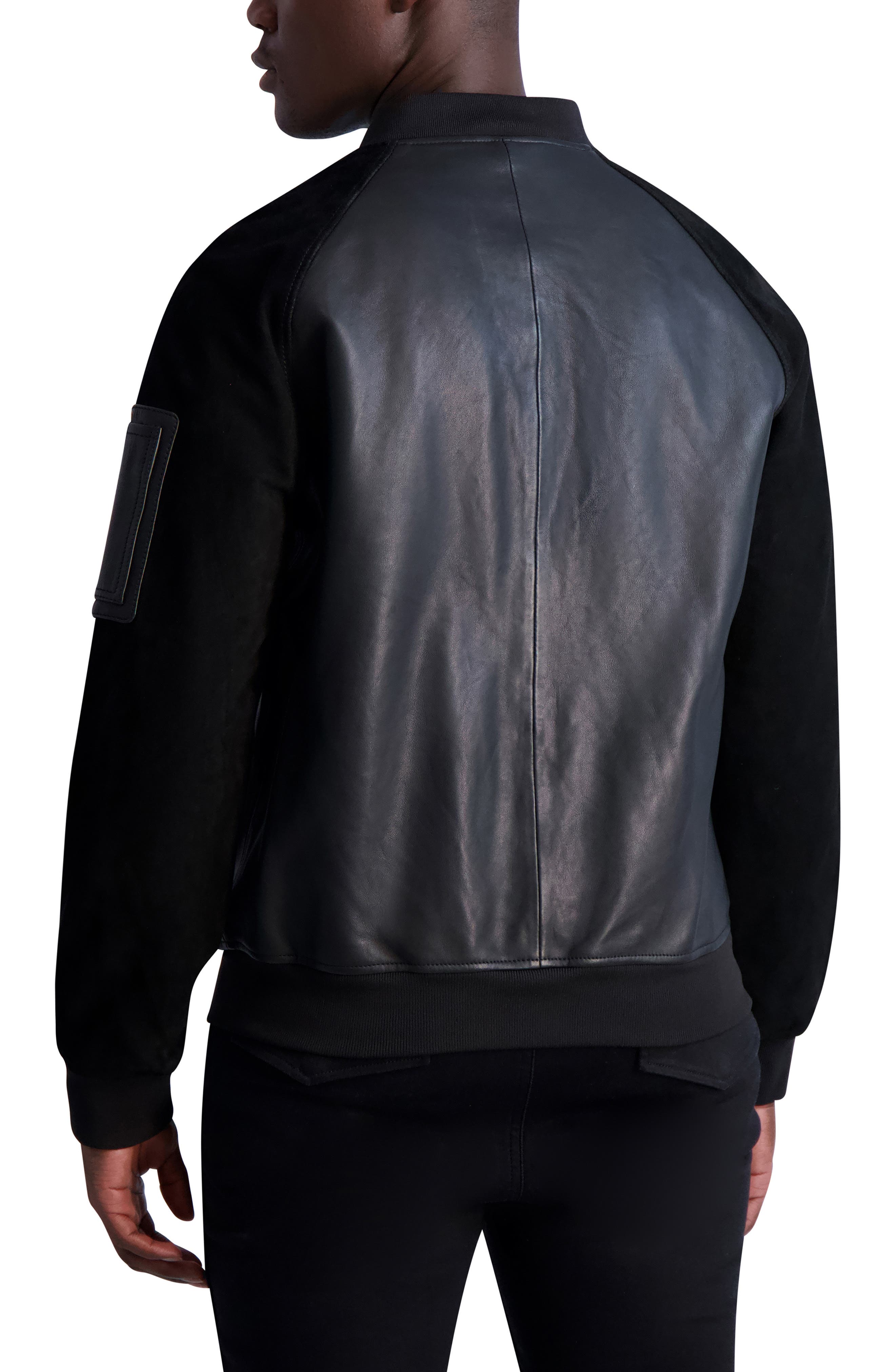 Karl Lagerfeld Paris Leather & Suede Bomber Jacket | Nordstrom