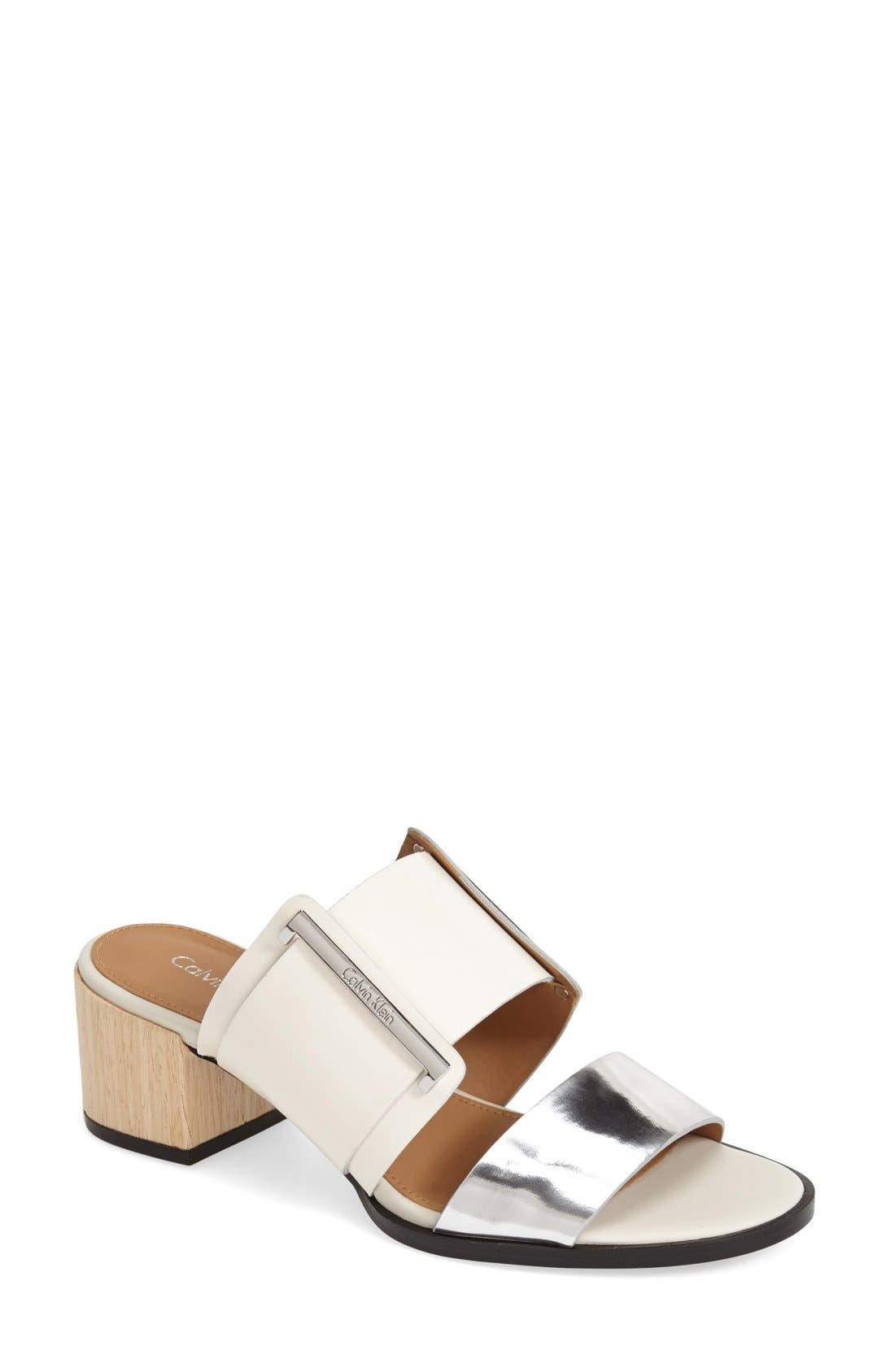 Calvin Klein 'Milla' Double Band Leather Slide Sandal (Women) Nordstrom
