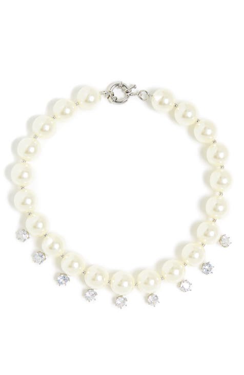 Imitation Pearl & Crystal Collar Necklace