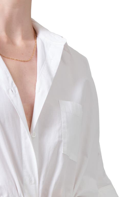 Shop Citizens Of Humanity Claire Origami Three Quarter Sleeve Cotton Button-up Shirt In Optic White