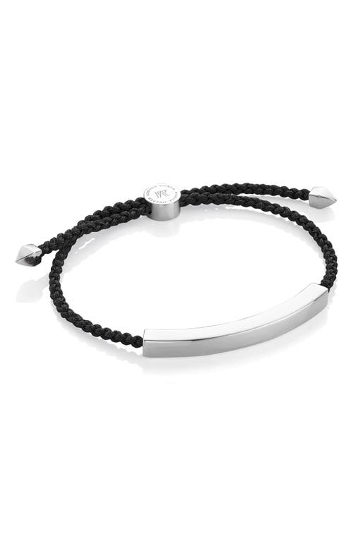 Men's Linear Friendship Bracelet in Silver/Black