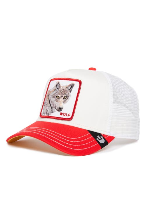 Goorin Bros. Wolf Fan Embroidered Patch Trucker Hat in White 