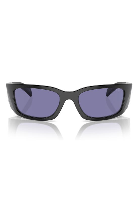 Prada 60mm Butterfly Polarized Sunglasses In Matte Black