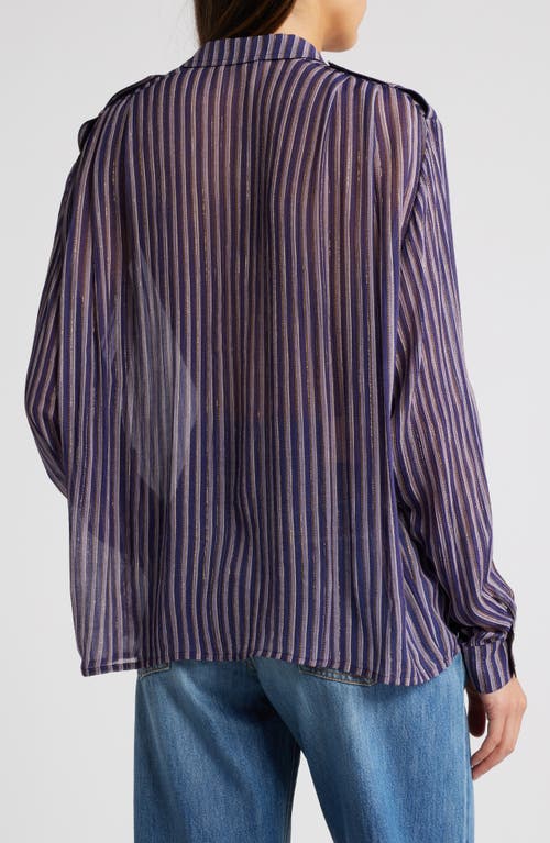 Shop Sessun Sessùn Ginger Metallic Stripe Shirt In Suit Ray