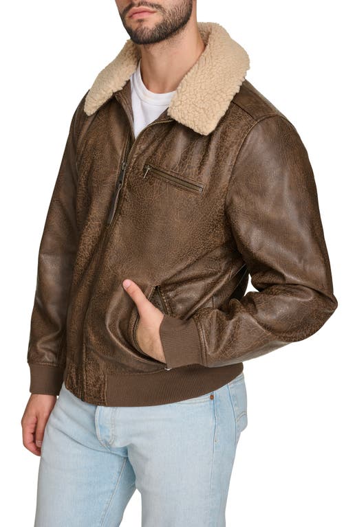 Shop Levi's Faux Leather & Faux Shearling Bomber Jacket In Light Brown