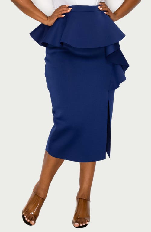 Shop L I V D Ruffle Peplum Midi Skirt In Navy