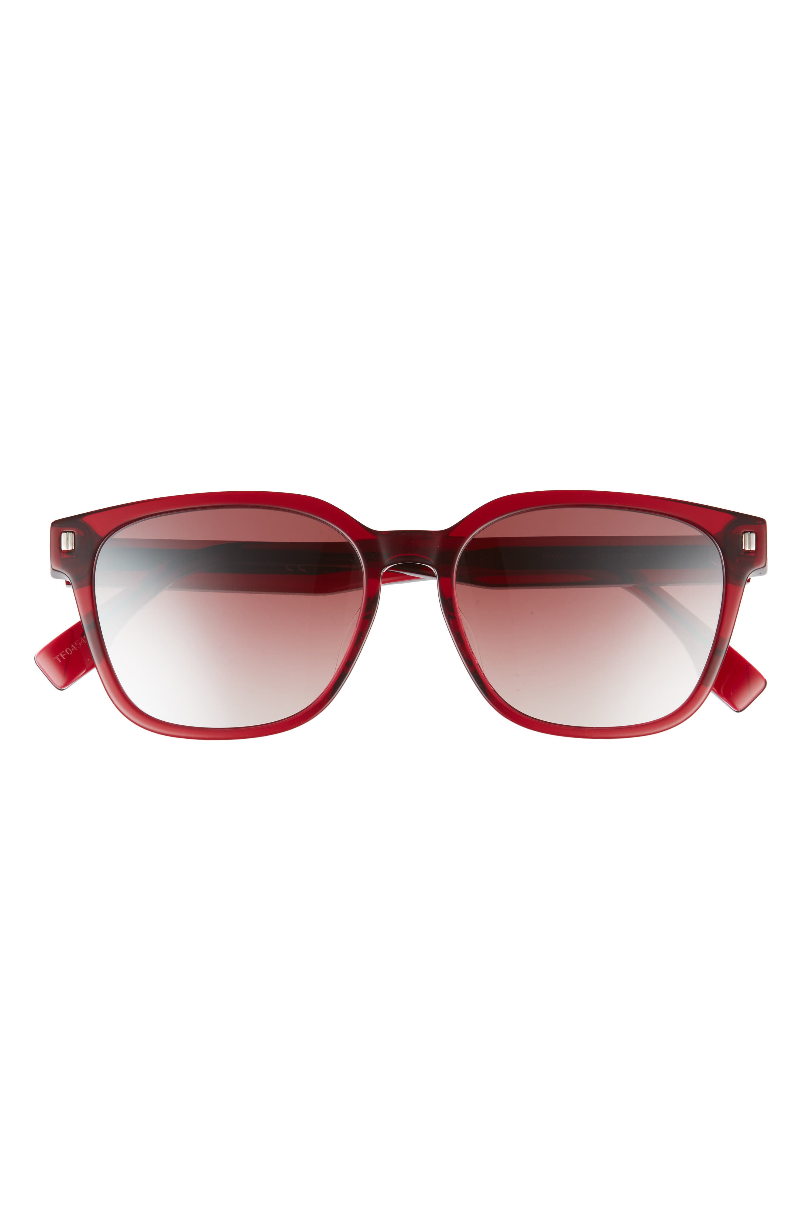 Fendi 55mm Square Sunglasses in Shiny Red /Bordeaux Mirror at Nordstrom