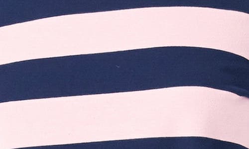 Shop English Factory Contrast Stripe Tie Waist Minidress In Navy/pink