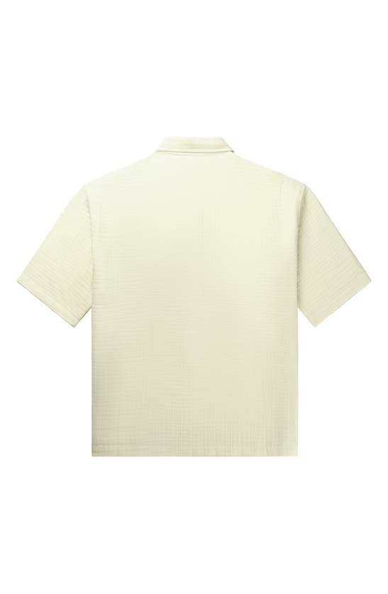 Shop Daily Paper Enzi Solid Short Sleeve Cotton Seersucker Button-up Shirt In Icing Yellow