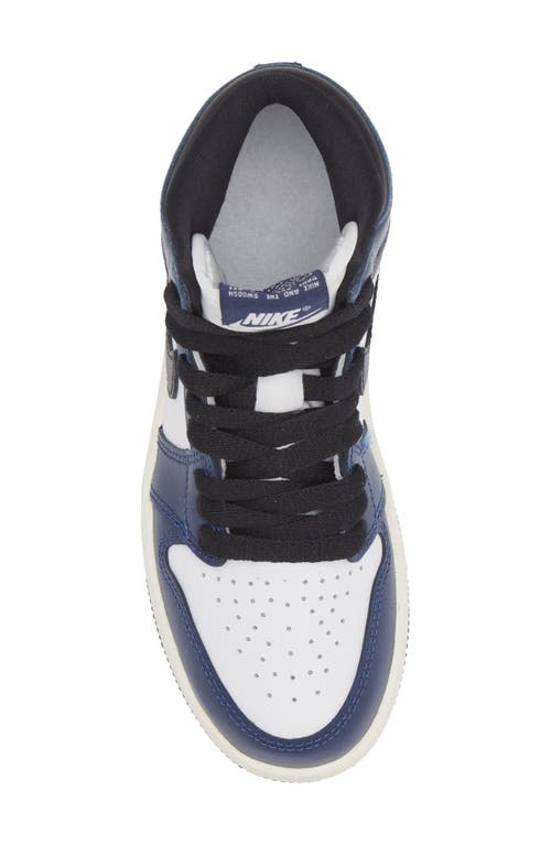 Shop Jordan Kids' Air  1 Retro High Top Sneaker In Navy/black/white