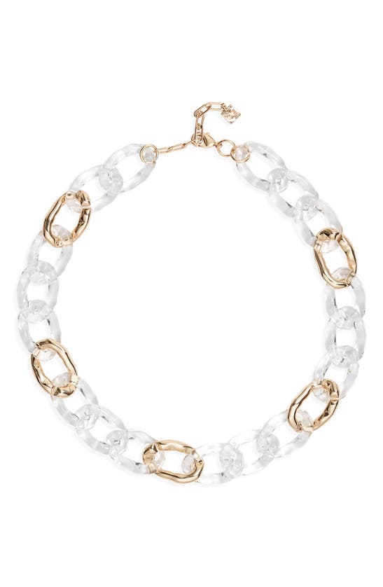 Shop Open Edit Sculpted Lucite® Link Collar Necklace In Clear- Gold