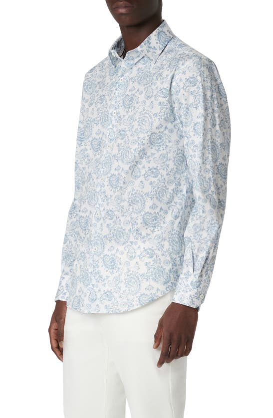 Shop Bugatchi Julian Paisley Print Button-up Shirt In Air Blue