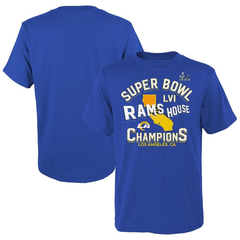 Fanatics Kids' Youth  Branded Royal Los Angeles Rams Super Bowl Lvi Champions Hard Count Hometown T-shirt