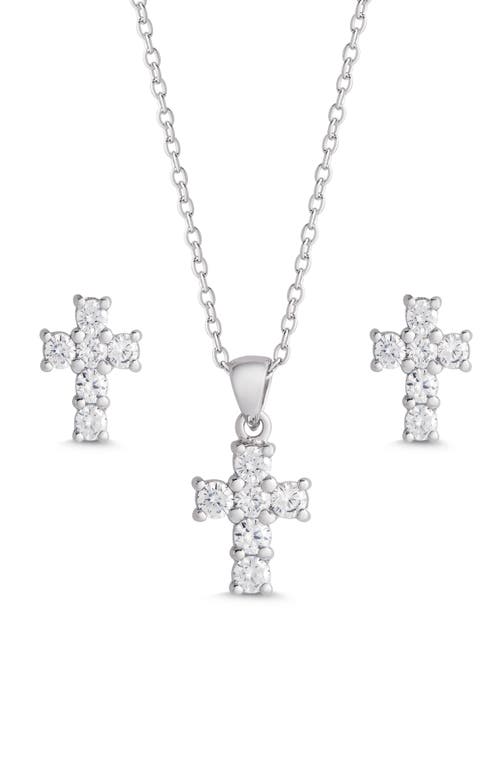 Lily Nily Kids' Cubic Zirconia Pendant Necklace & Stud Earrings Set in Silver at Nordstrom