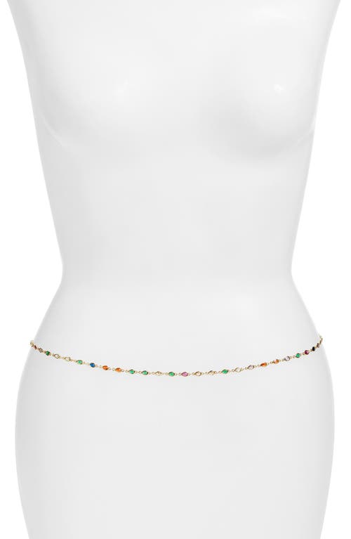 VIDAKUSH Rainbow Crystal Station Belly Chain in Gold at Nordstrom