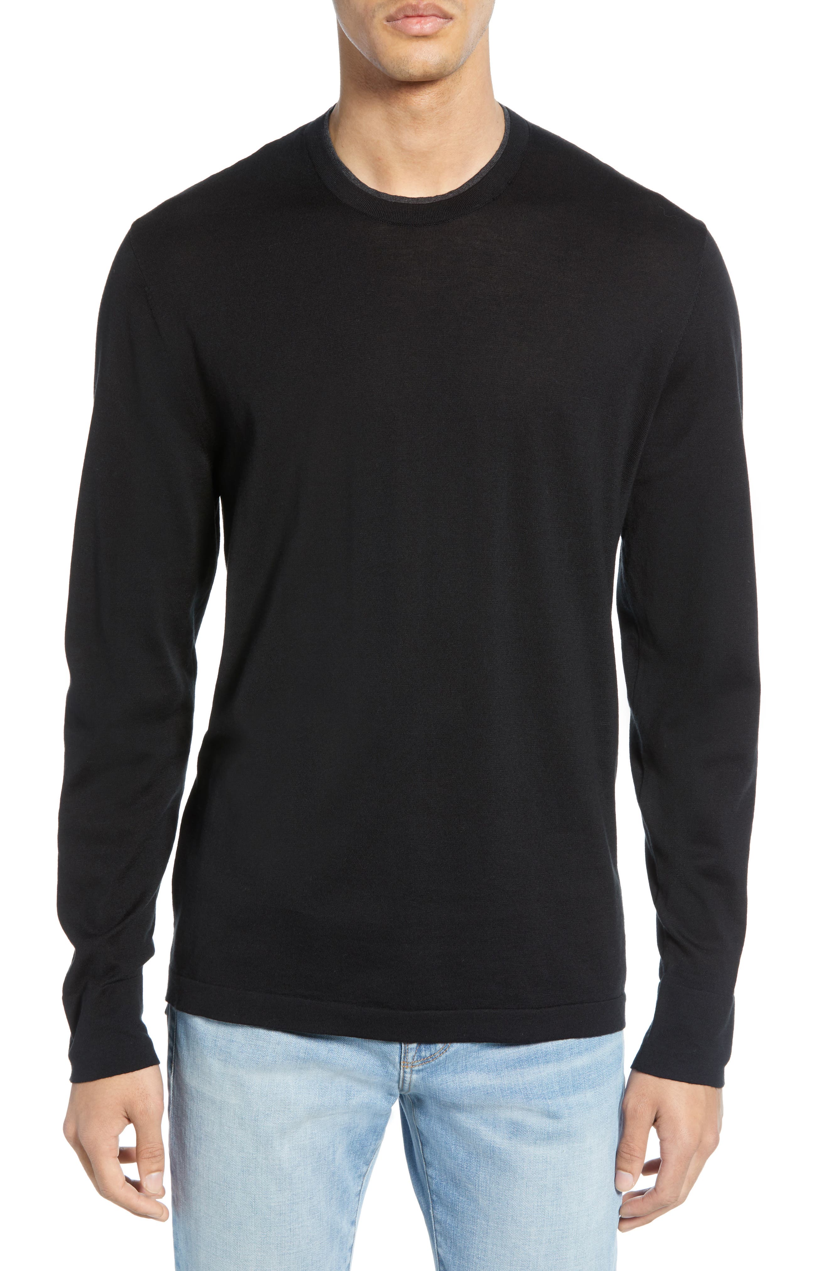 James Perse Slim Fit Cotton Crewneck Sweater, Black