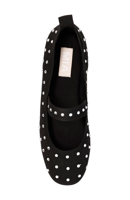 Mia Seema Womens Rhinestone Ribbed Knit Mary Janes In Black