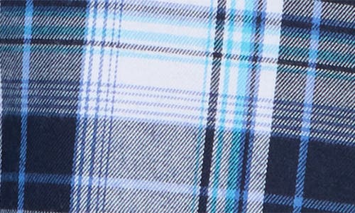 Burnside Plaid Flannel Shirt In Navy White