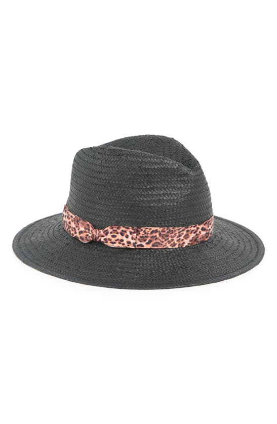 Nordstrom Rack Flat Weave Panama Hat In Black Combo