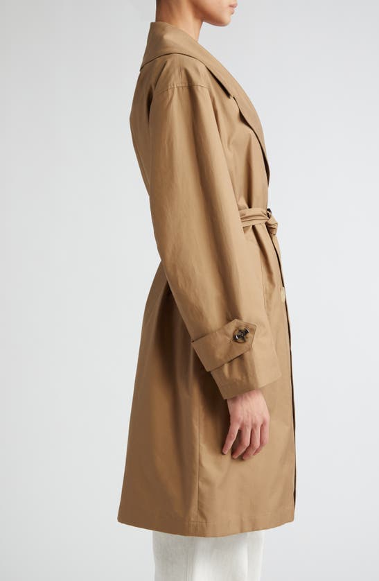 Shop Max Mara Belted Double Breasted Trench Coat In Ecru