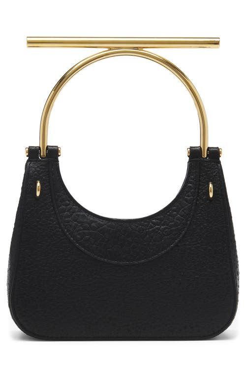 Shop Alexander Mcqueen Mini Crossbar Leather Handbag In Black/gold