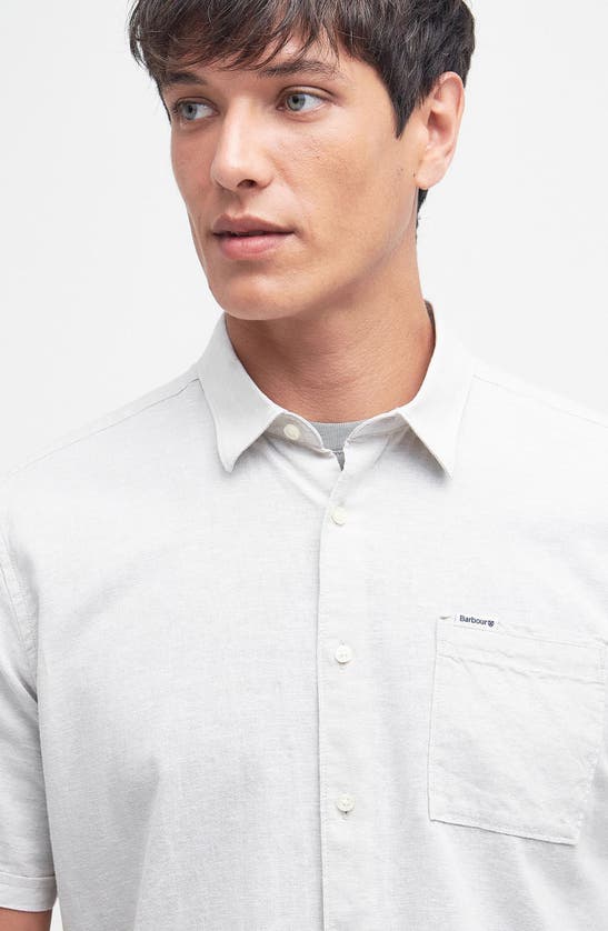 Shop Barbour Nelson Linen & Cotton Button-up Shirt In Mist