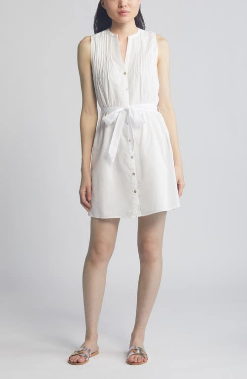 Bella Dahl Pintuck Detail Sleeveless Cotton Shirtdress White at Nordstrom,