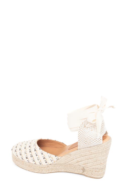 Shop Patricia Green Lillian Raffia Ankle Wrap Platform Espadrille Sandal In Natural/gold/black