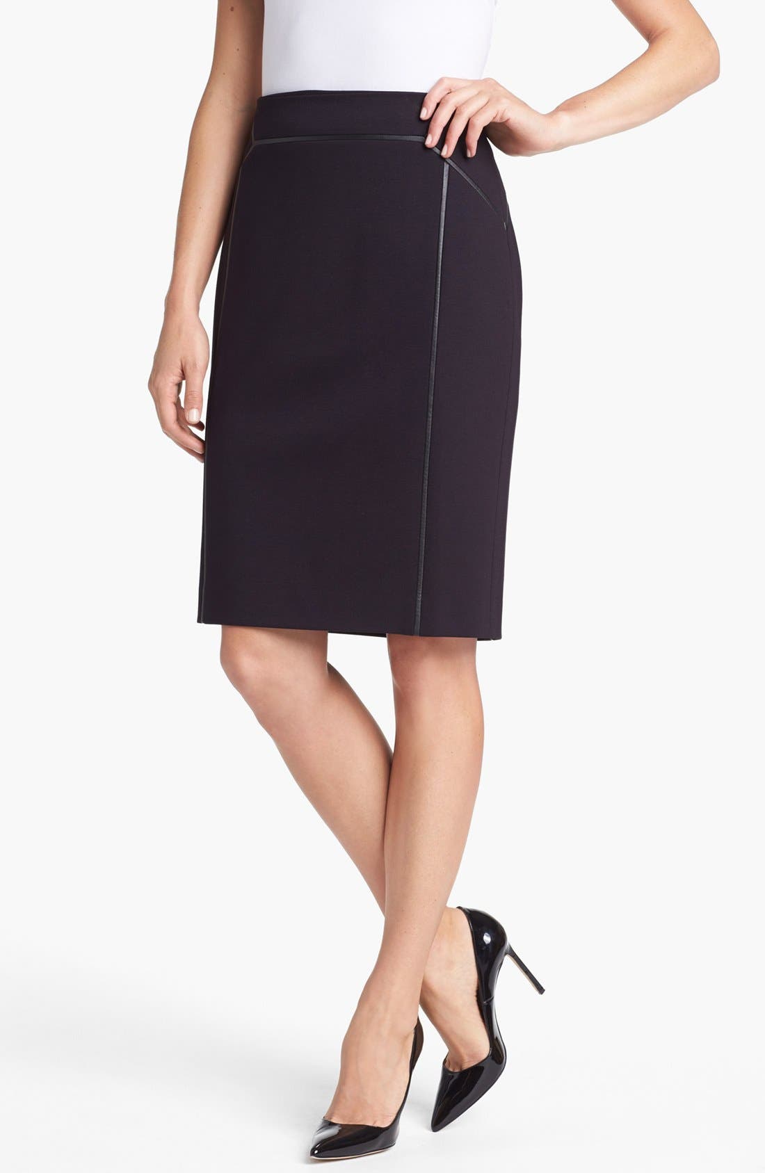Classiques Entier® 'Sunmosa' Leather Trim Ponte Skirt Nordstrom