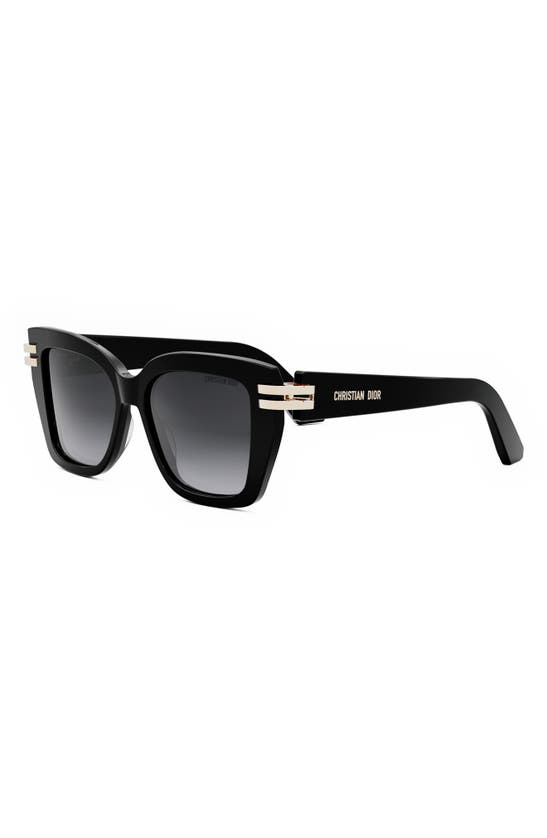 Shop Dior C S1i 52mm Square Sunglasses In Shiny Black / Gradient Smoke
