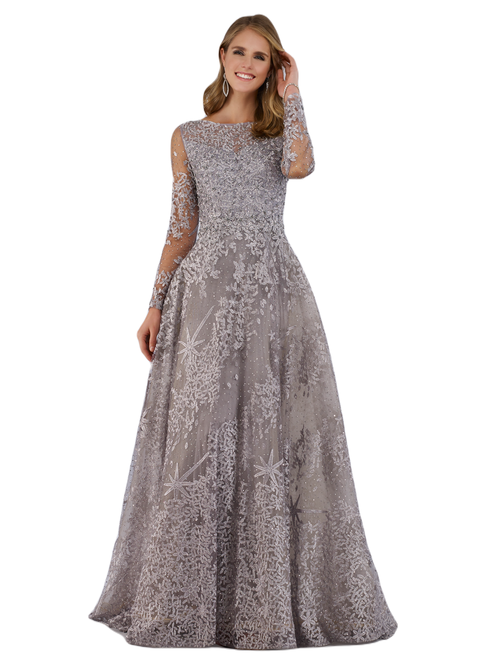 Shop Lara New York Long Sleeves Ballgown Fully Embellished In Stone