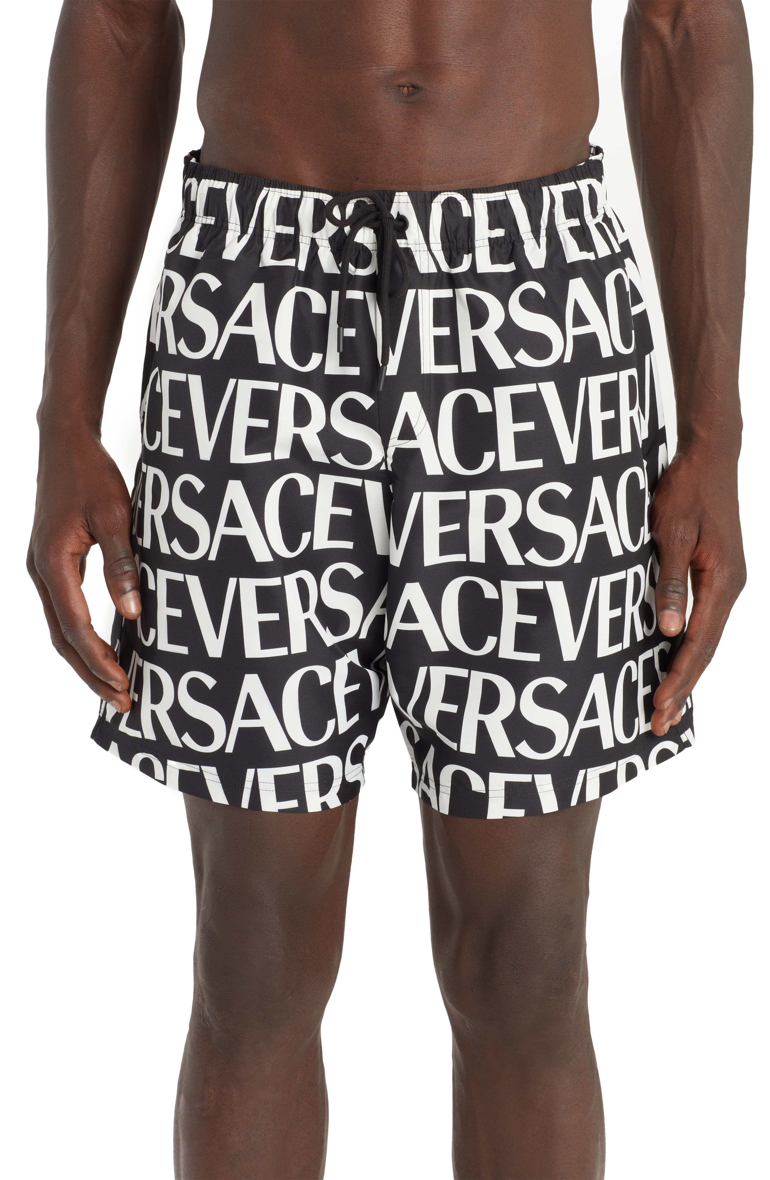 white versace swim shorts