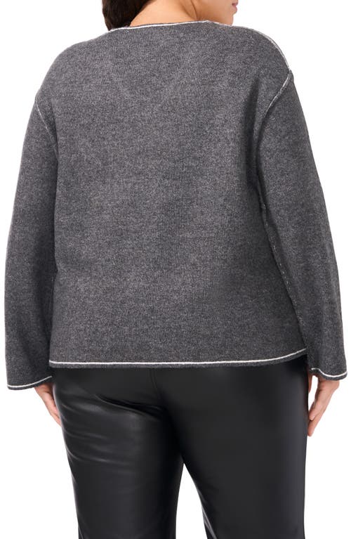 Shop Vince Camuto Tipped V-neck Sweater In Heather Grey