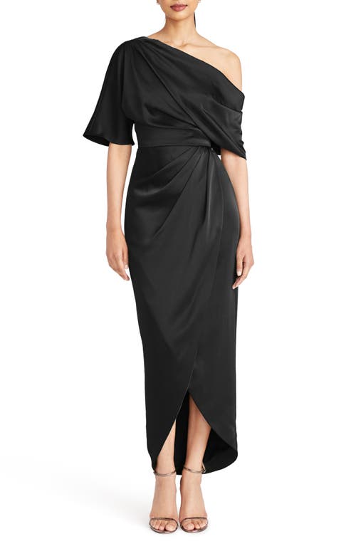 Rayna Drape One-Shoulder Gown in Black