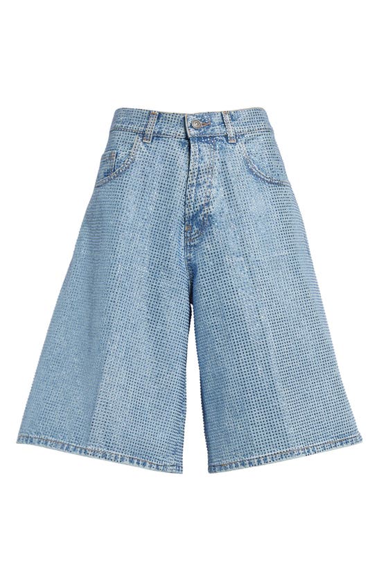 Shop Haikure Becky Wide Leg Organic Cotton Denim Shorts In Blue