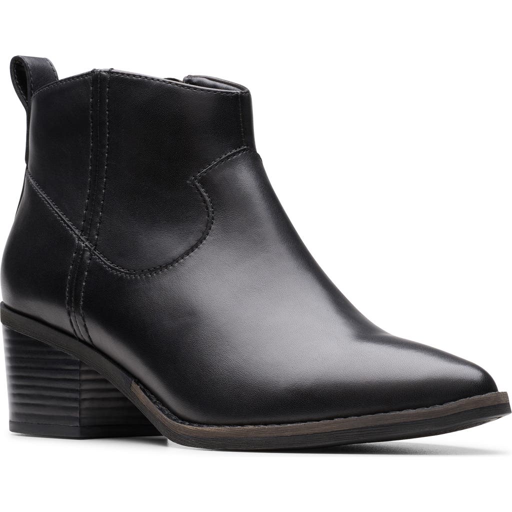 Clarksr Clarks(r) Morzine Sky Pointed Toe Bootie In Black Leather