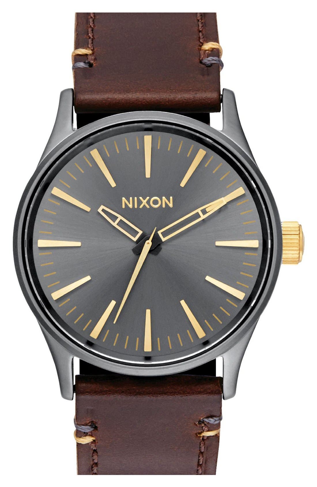 Nixon 'The Sentry' Leather Strap Watch, 38mm Nordstrom