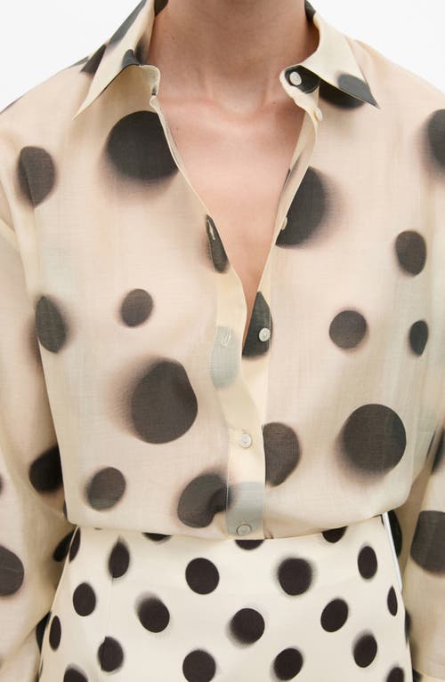 Shop Mango Polka Dot Button-up Shirt In Ecru