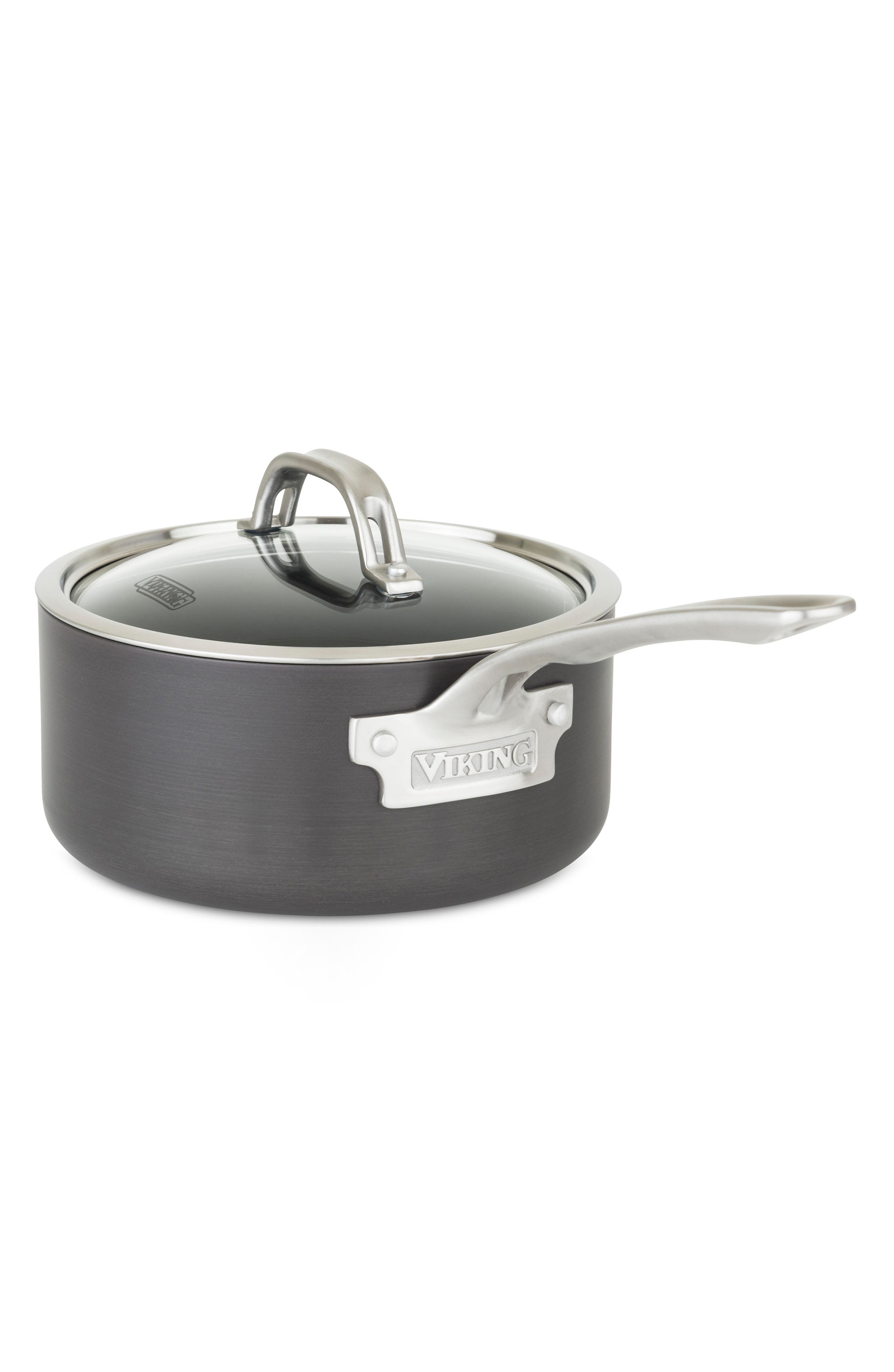 Viking 3-Quart Hard Anodized Nonstick Saucepan with Lid in Dark Grey