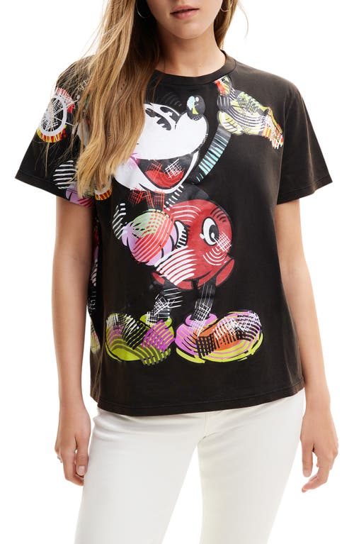 Arty Mickey Mouse Graphic T-Shirt in Black