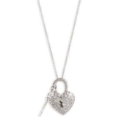 Roberto Coin Diamond Heart Lock Pendant Necklace