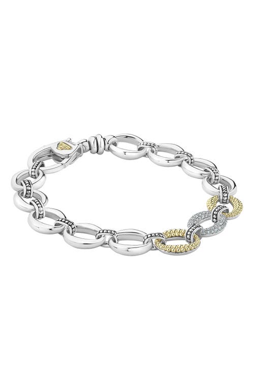 Shop Lagos Caviar Lux Diamond Station Link Bracelet In Silver/diamond