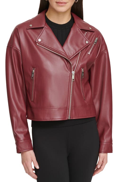 Dkny Women s Faux Leather Moto Jacket Cabernet Smart Closet